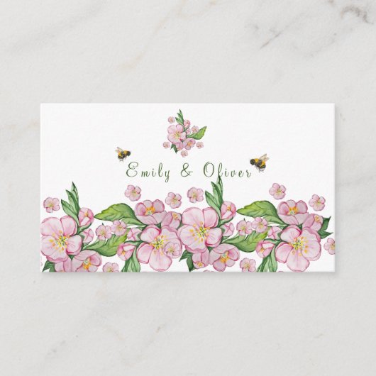 Geweldige waterverf appelbloemen en bijen informatiekaartje (Voorkant)