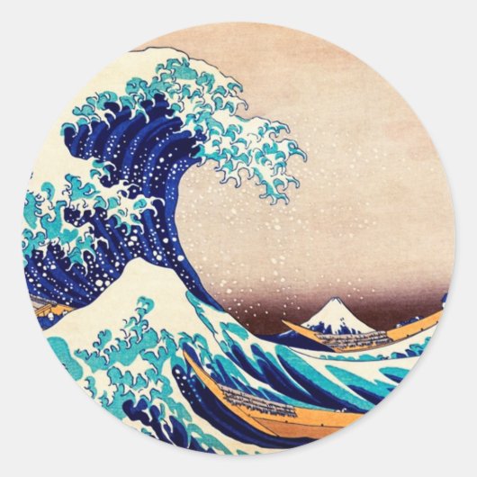 Geweldige Wave Off Kanagawa Japans Woodblock Print Ronde Sticker (Voorkant)