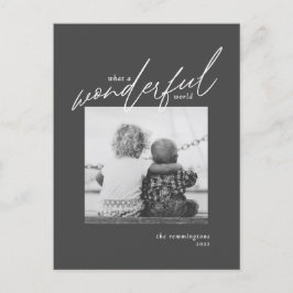 Geweldige wereld Eenvoudige kerstfoto zwart Feestdagenkaart