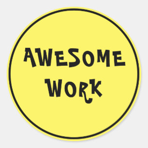 Geweldige werk leraar aanmoediging geel ronde sticker