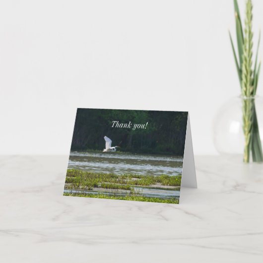 Geweldige White Egret Flying Thank You Card Bedankkaart (Voorkant)