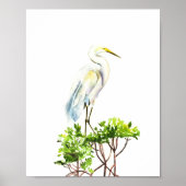 Geweldige White Heron Tropical Beach Art Poster (Voorkant)