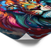 Geweldige Wilde Dierenportret Kleurrijke Leeuwenko Poster (Hoek)