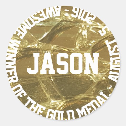 Geweldige winnaar van de Gold Medal Name Date Ronde Sticker (Voorkant)