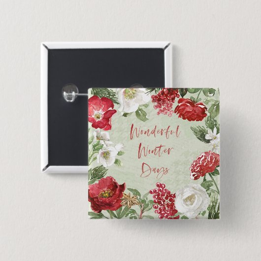 Geweldige winterdagen vierkante button 5,1 cm (Voorkant /achterkant)