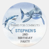 Geweldige witte haai Birthday Favor Dank je Ronde Sticker (Voorkant)