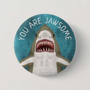 Geweldige witte haai Funny Jawsome Pun Humor Aange Ronde Button 5,7 Cm