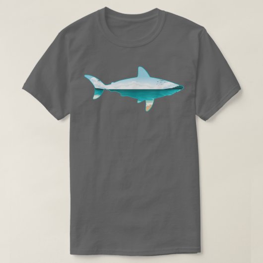 Geweldige witte haaienafdrukken met LandscapeShark T-shirt (Design voorkant)