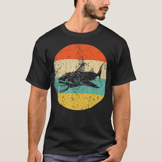 Geweldige witte haaienretro Style Megalodon T-shirt (Voorkant)