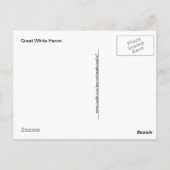 Geweldige witte haron op een logfoto briefkaart (Achterkant)