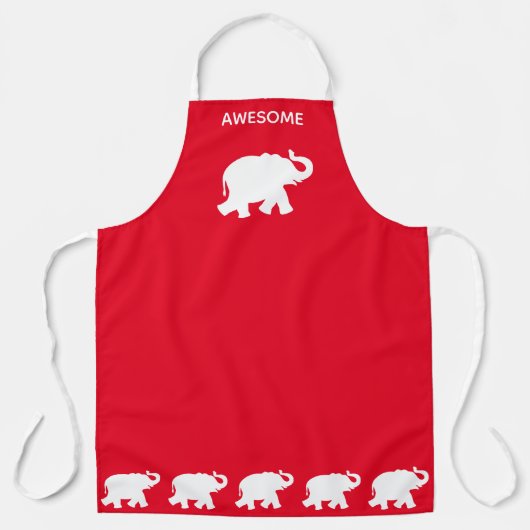 Geweldige witte olifant rood schort (Voorkant)