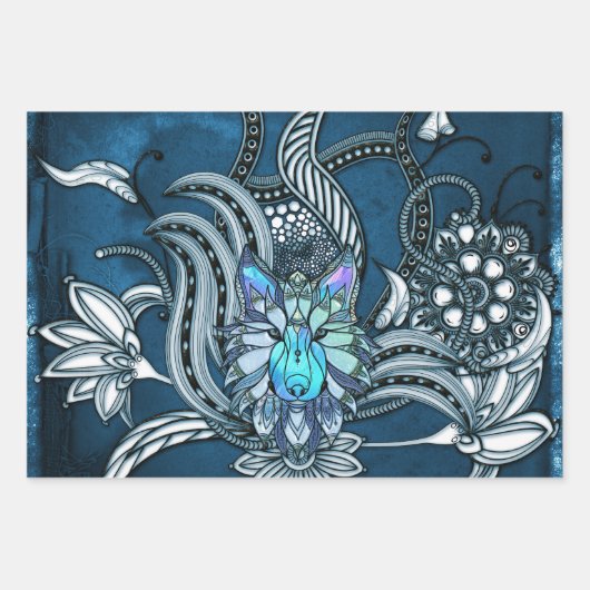 Geweldige wolf, baanontwerp inpakpapier vel (Voorkant 2)