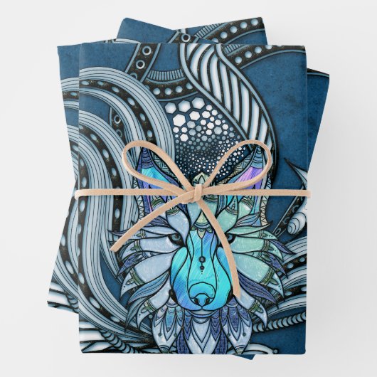 Geweldige wolf, baanontwerp inpakpapier vel (In situ)