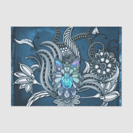 Geweldige wolf, baanontwerp tissuepapier (Voorkant)