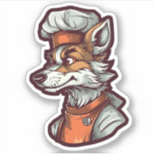 Geweldige Wolf Chef Schattig Diergrafisch Sticker (Voorkant)