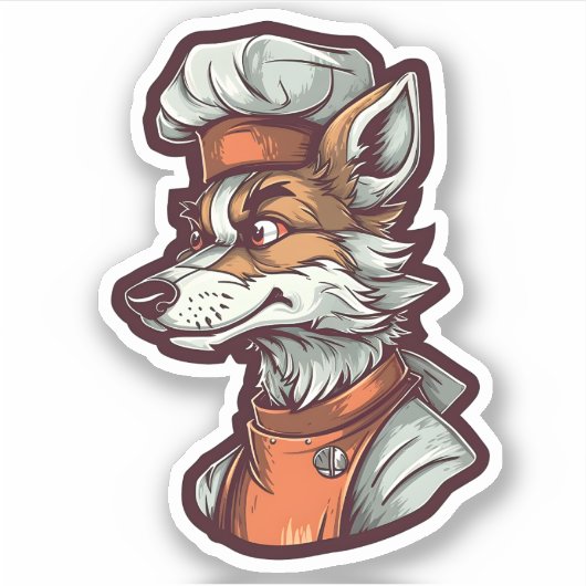 Geweldige Wolf Chef Schattig Diergrafisch Sticker (Voorkant)