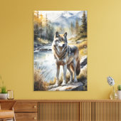 Geweldige Wolf Ergens in de Mooie Natuur Canvas Afdruk (Insitu (Woonkamer))