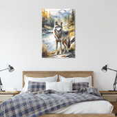 Geweldige Wolf Ergens in de Mooie Natuur Canvas Afdruk (Insitu (Slaapkamer))