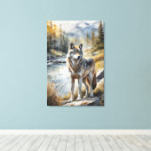 Geweldige Wolf Ergens in de Mooie Natuur Canvas Afdruk (Insitu (Houten vloer))