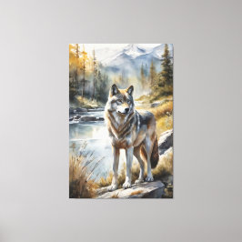 Geweldige Wolf Ergens in de Mooie Natuur Canvas Afdruk