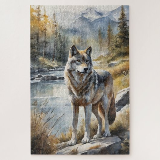 Geweldige Wolf Ergens in Mooie Natuur Puzzel (Verticaal)