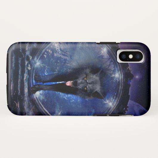 Geweldige wolf komt door een hek Case-Mate iPhone case (Achterkant (horizontaal))