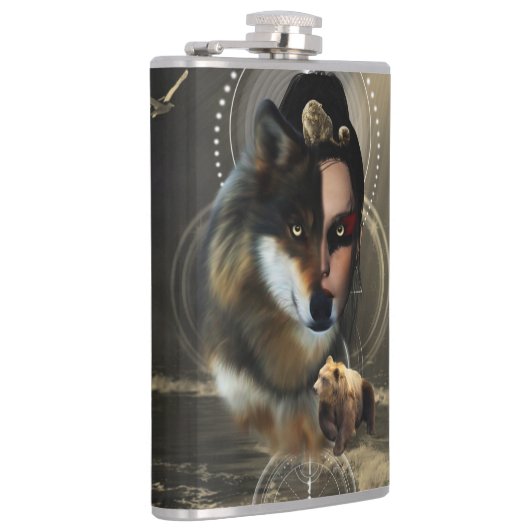 Geweldige wolf met een fee heupfles (Rechts)