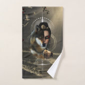 Geweldige wolf met fee bad handdoek (Handdoek)
