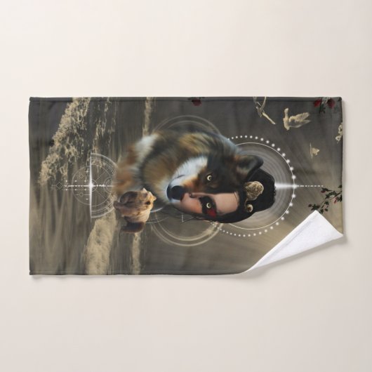 Geweldige wolf met fee bad handdoek (Handdoek)