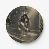 Geweldige wolf met fee papieren bordje (Voorkant)