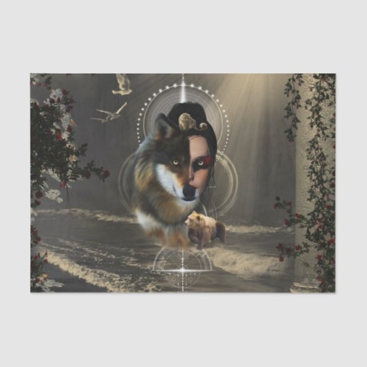 Geweldige wolf met fee tissuepapier (Voorkant)