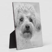 Geweldige Yorkie Poo in Sepia Tones Fotoplaat (Zijkant)