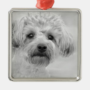 Geweldige Yorkie Poo in Sepia Tones Metalen Ornament