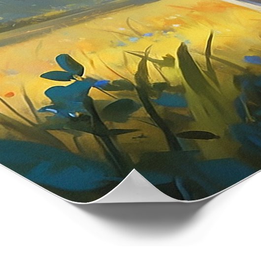 Geweldige Zebra in Wild met regenboog en vlinders Poster (Hoek)