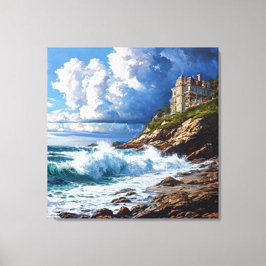 Geweldige zeegezichtschildering canvas afdruk (Voorkant)