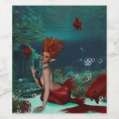 Geweldige zeemeermin wijn etiket (Enkel label)