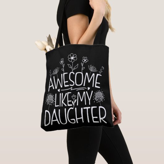 Geweldige zoals mijn dochter Wildflower Cadeau mam Tote Bag (Dichtbij)