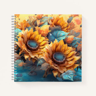 Geweldige Zonnebloemen Boeket Elegante Botanische Notitieboek