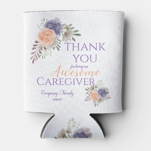 Geweldige Zorgverlener Graag Floral Hartelijk dank Blikjeskoeler (Voorkant)