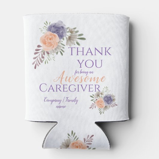 Geweldige Zorgverlener Graag Floral Hartelijk dank Blikjeskoeler (Achterkant)