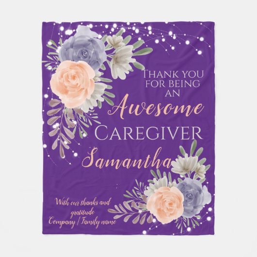 Geweldige zorgverlener Hartelijk dank, Floral Fleece Deken (Voorkant)