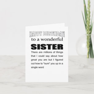 Geweldige zus verjaardag kaart