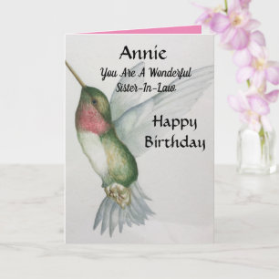 Geweldige zuster-in-Law Birthday Sweet Hummingbird Kaart