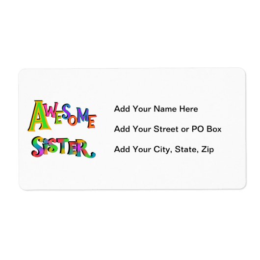 Geweldige zuster T-shirts en cadeautjes Etiket (Voorkant)