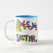 Geweldige zuster T-shirts en cadeautjes Tweekleurige Koffiemok (Links)