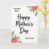 Geweldige zuster zoete dag kaart (Gele Bloem)