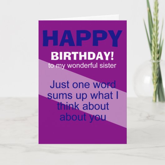 geweldige zusverjaardag kaart (Voorkant)