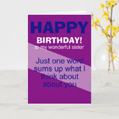 geweldige zusverjaardag kaart (Gele Bloem)