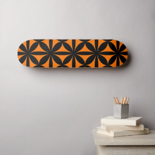 Geweldige Zwart en Sinaasappel Modern / Retro Prin Persoonlijk Skateboard