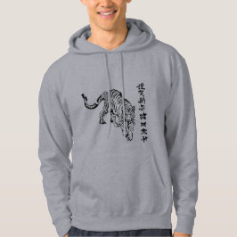 Geweldige zwart tijgerontwerp voor hem grijs hoodie
